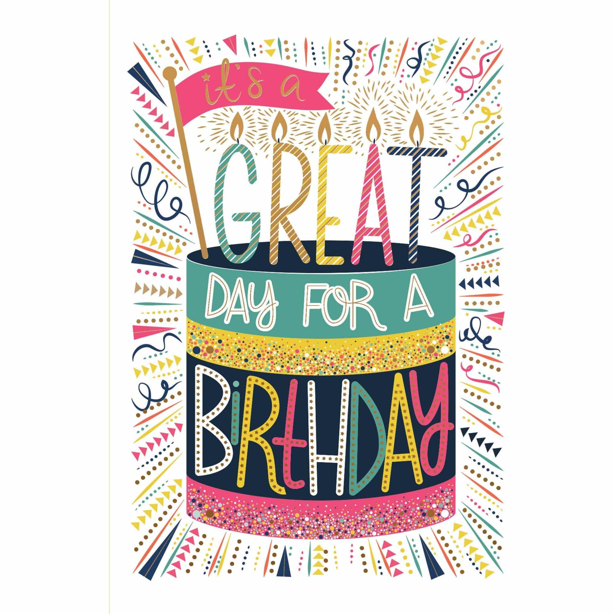 Pictura Great Day Cake birthday card with colorful cake illustration on a cheerful greeting card.
